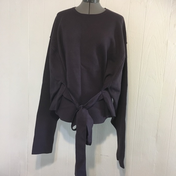 Zara NWT Plum  Purple Tie Waist Oversized Sweater - Picture 5 of 7